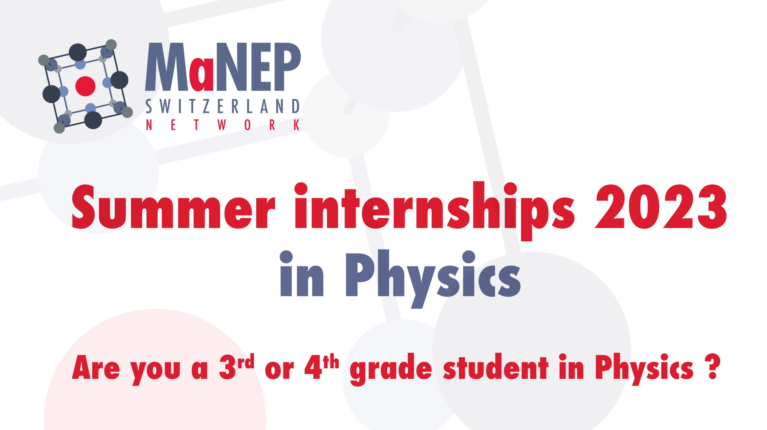 Summer Internships 2023 MaNEP Switzerland Network